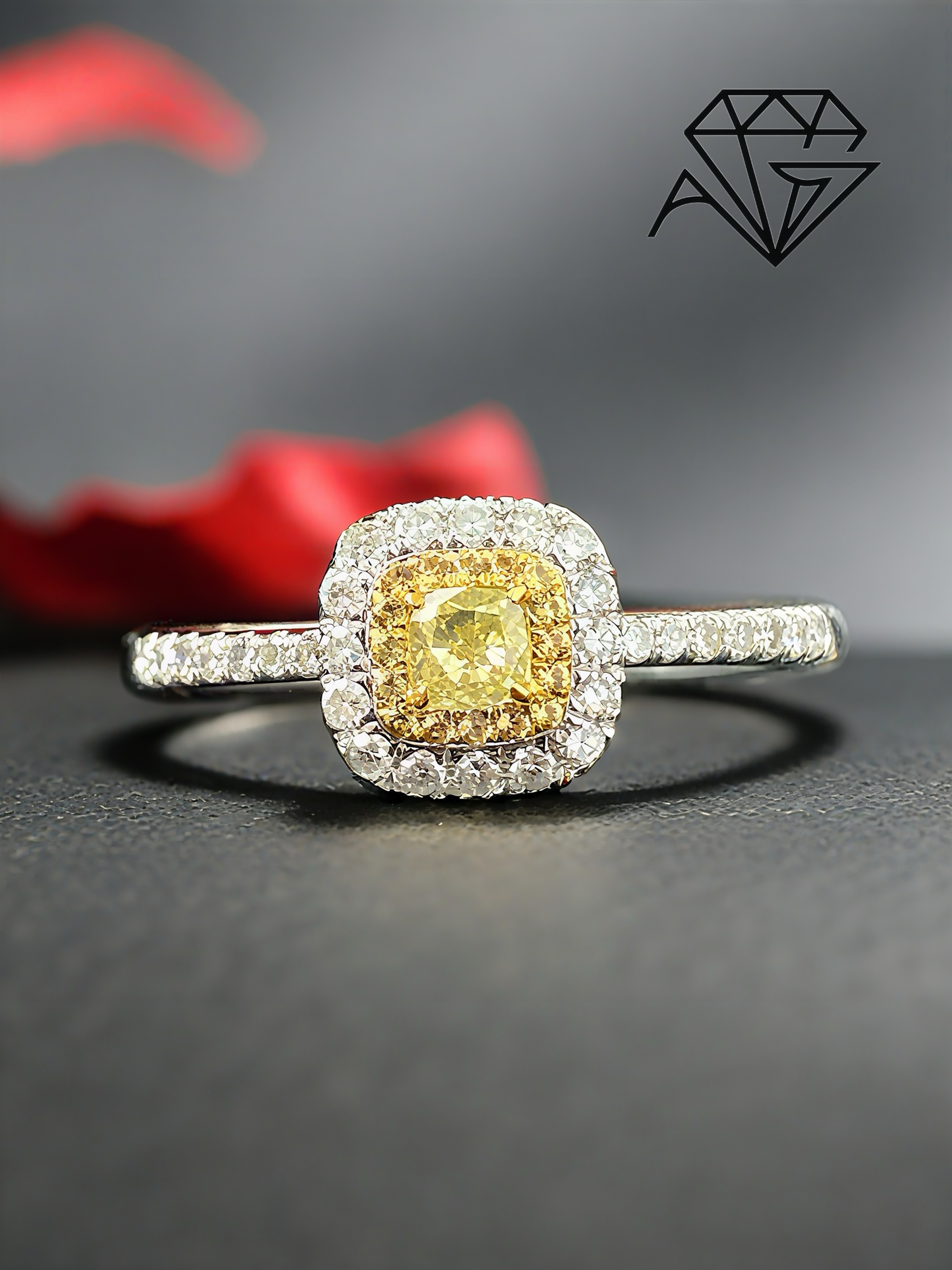 18K White Gold Cushion-Cut Diamond Ring â€“ 0.200 Carats
