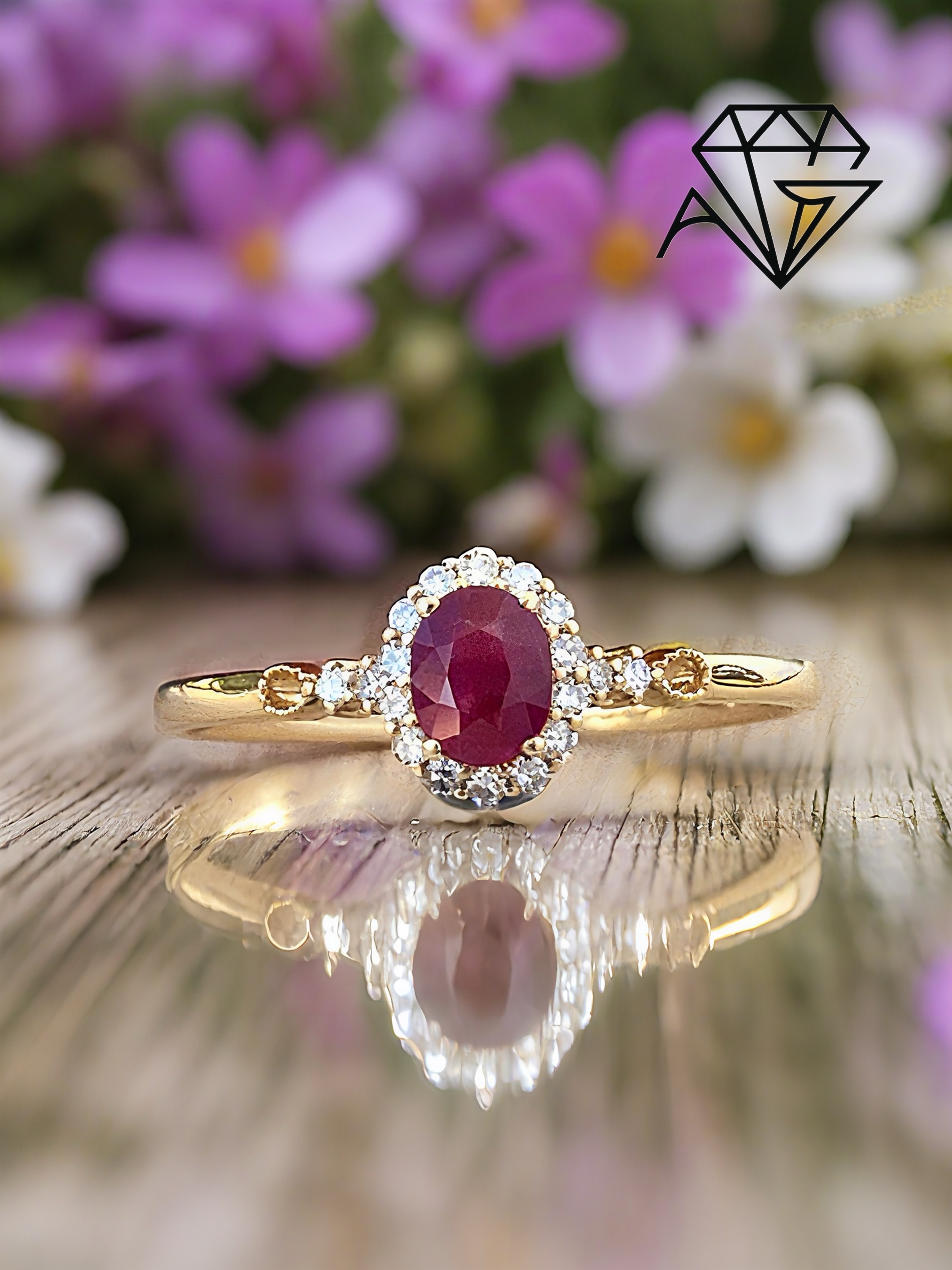 18K Gold Oval-Shaped Pink Sapphire & Diamond Ring â€“ 0.28 Carats