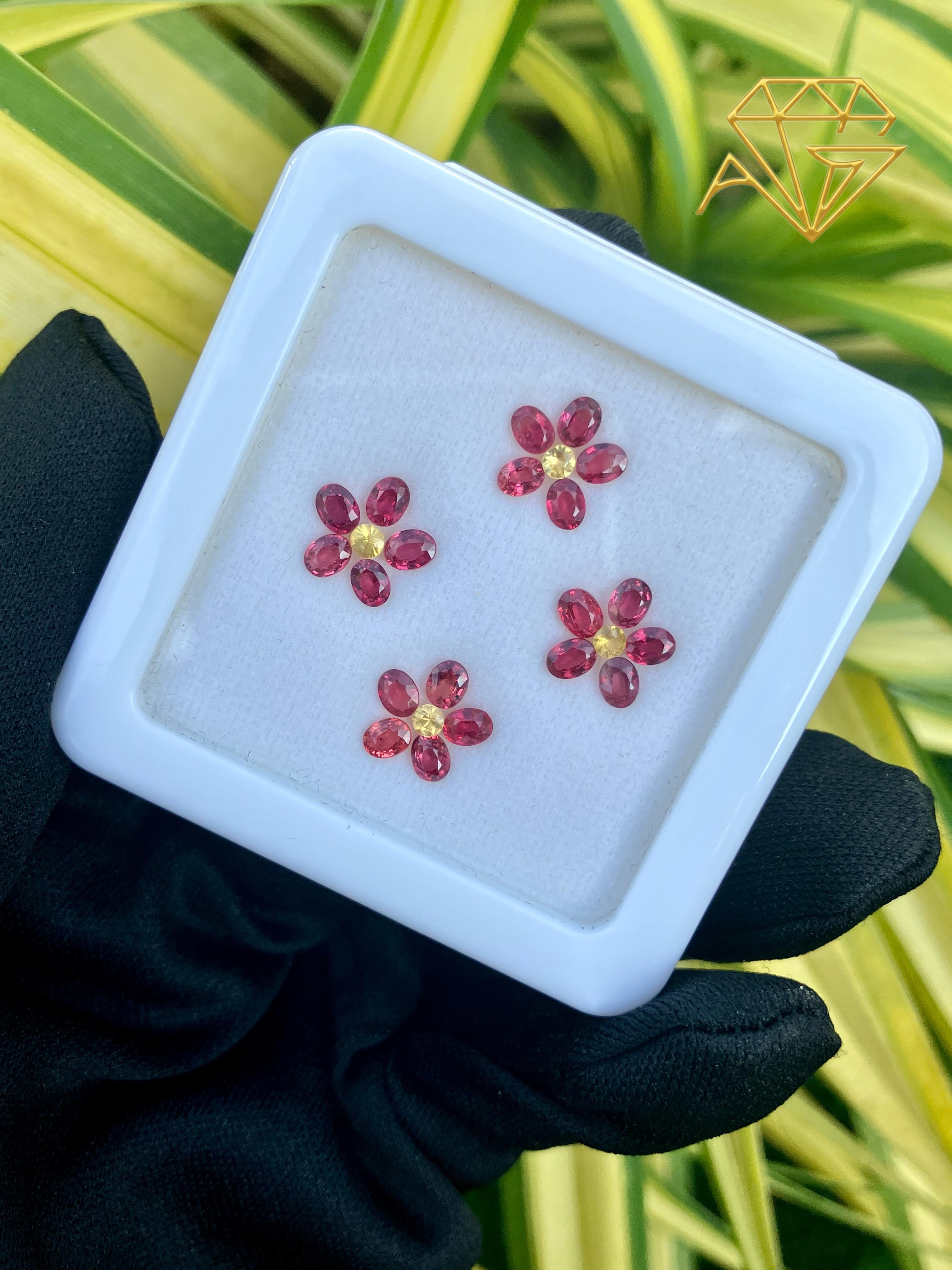 Elegant Red & Yellow Sapphire Gem Set  4.70 Carats