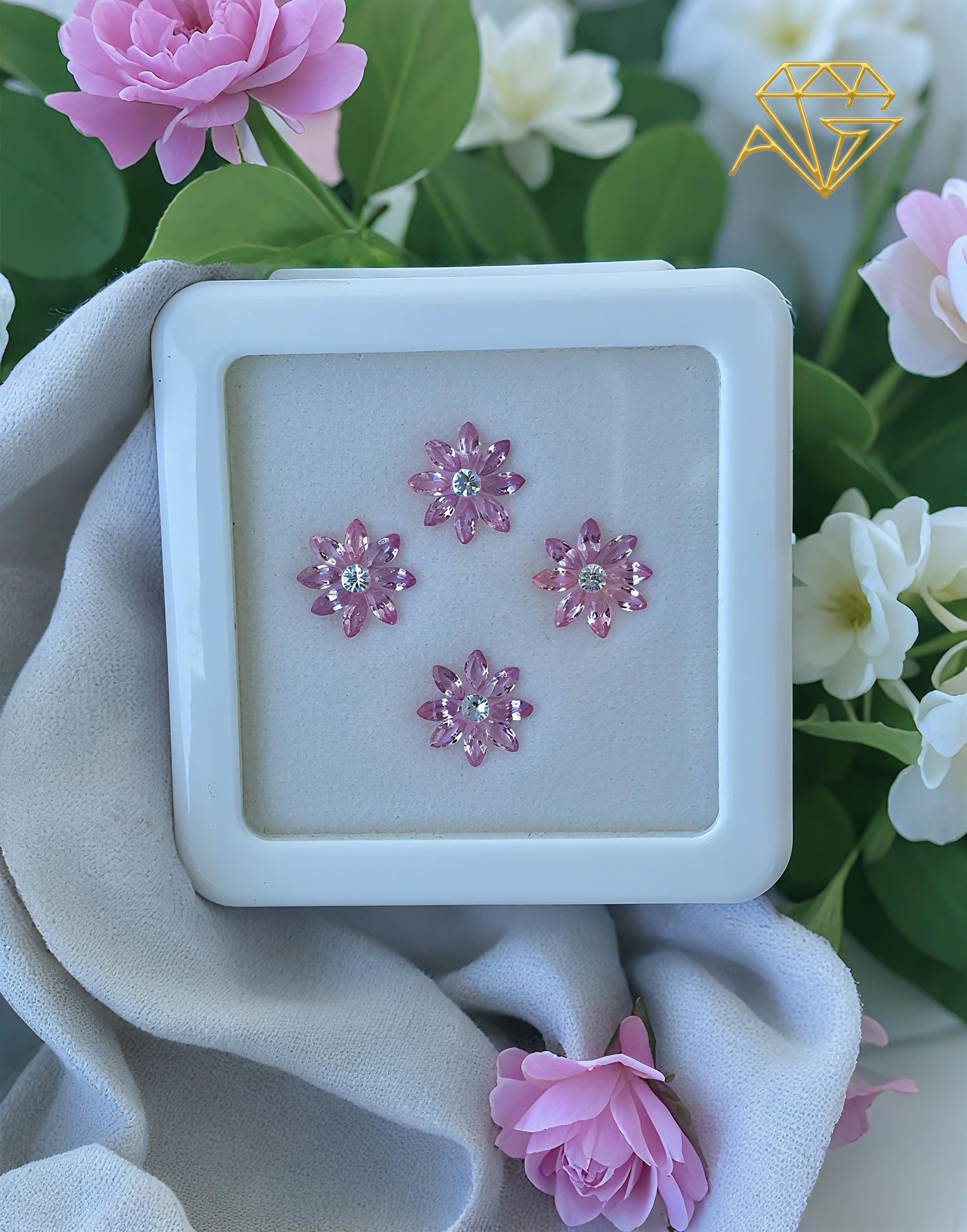 Elegant White & Pink Sapphire Gem Set  3.25 Carats